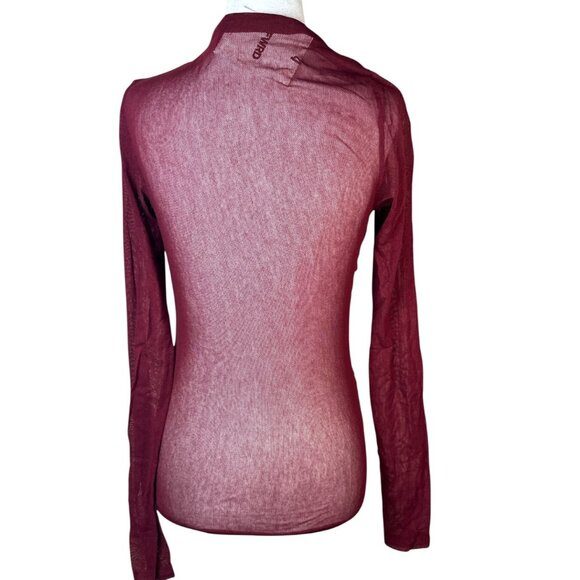 Enza Costa Long Sleeve Slash Top in Ruby Small New Womens Mesh Blouse - Picture 8 of 16